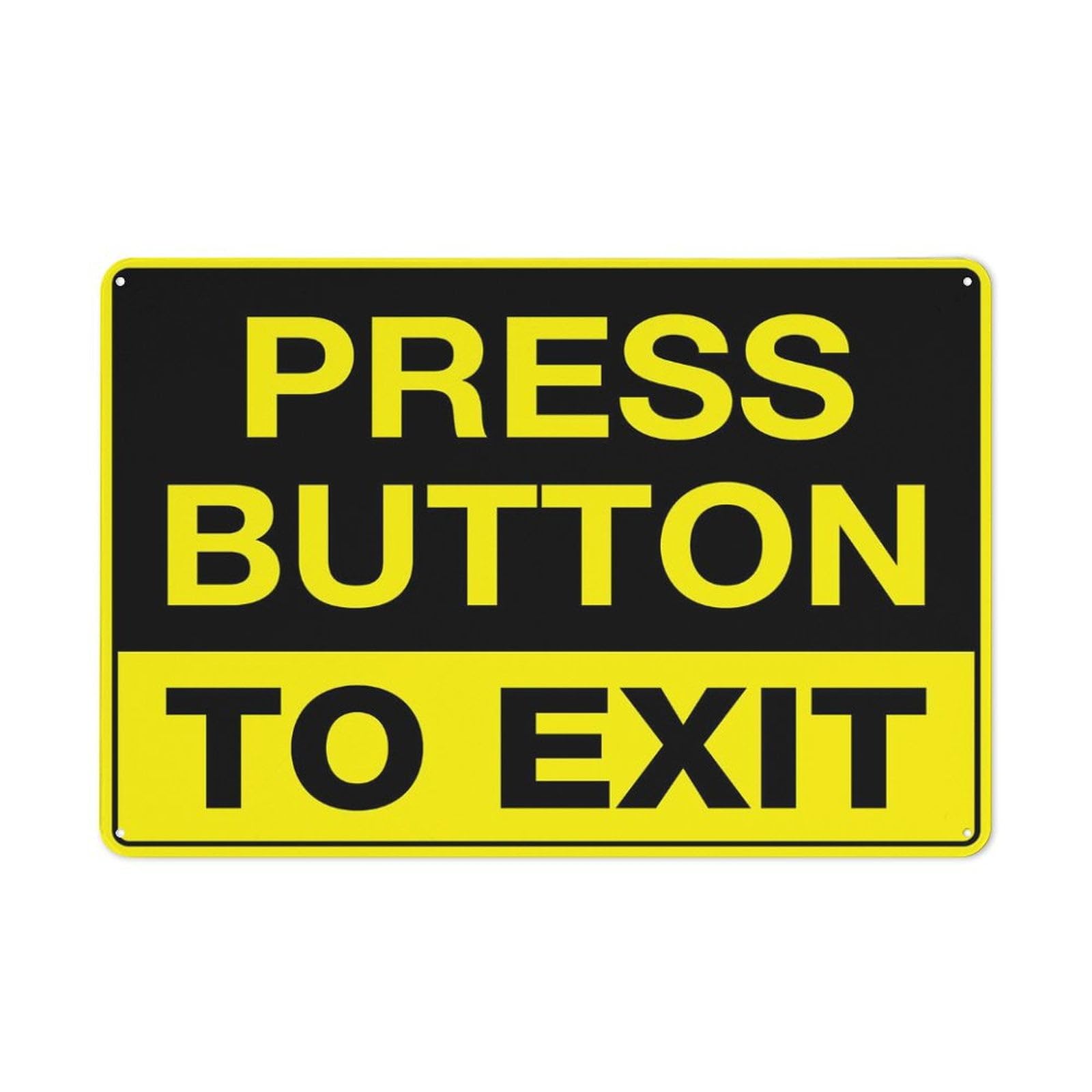 peiyeety Press Button to Exit Sign 12x16 Inches Metal Sign, Rustproof Aluminum, Multicolor