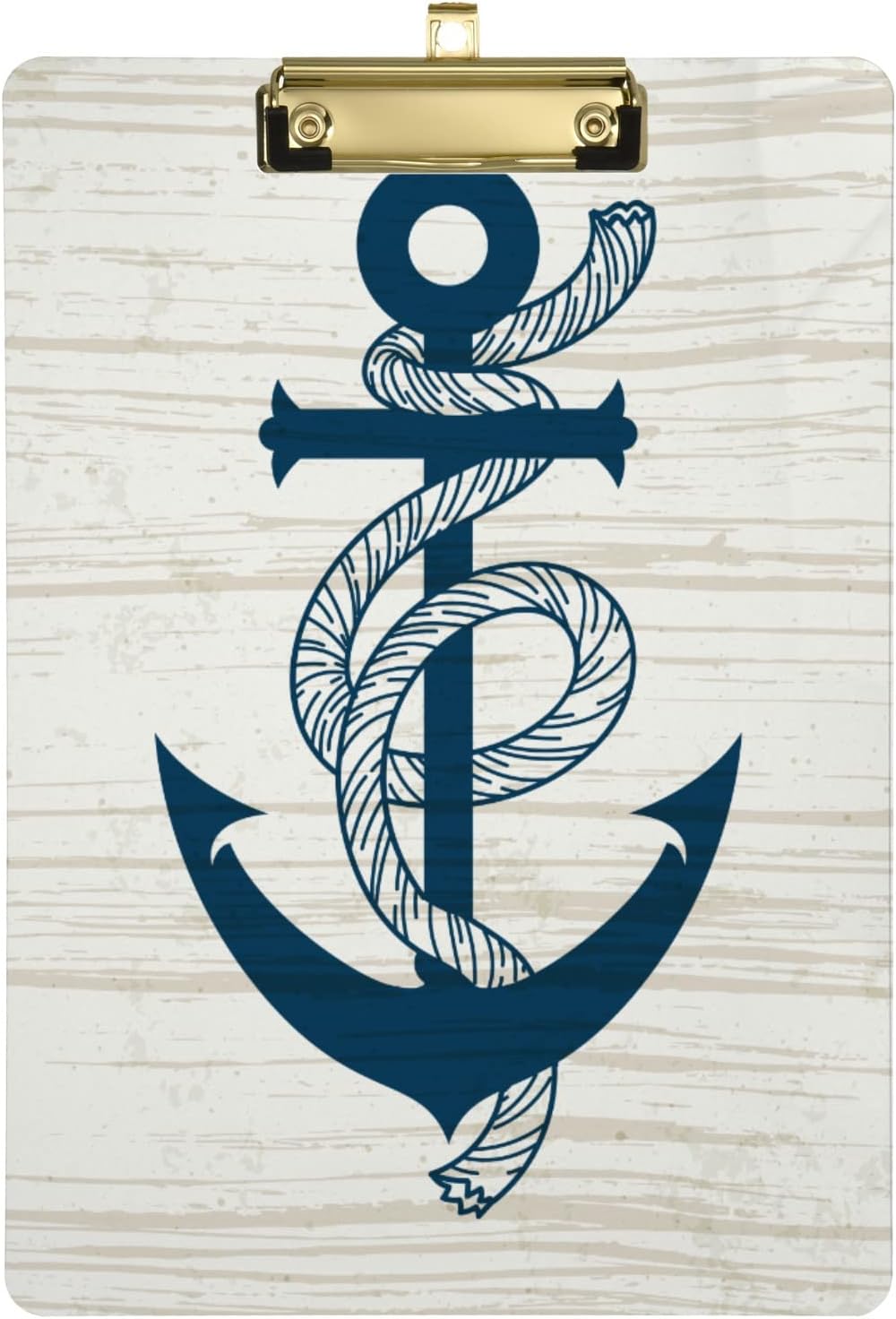 Vintage Anchor on Wood Decorative Clipboard Office School Standard A4 Letter Size Clipboards for Students Teachers Women Men Kids, Low Profile Clip, Size 9" x 12.5"