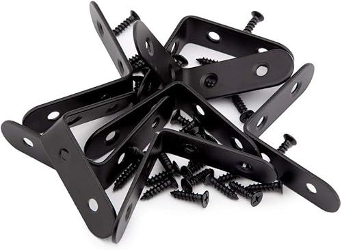 Miniatura 6 de Soporte de esquina, soporte de esquina en L de acero inoxidable negro resistente, soportes de ángulo de unión recta, soporte flotante para colgar en