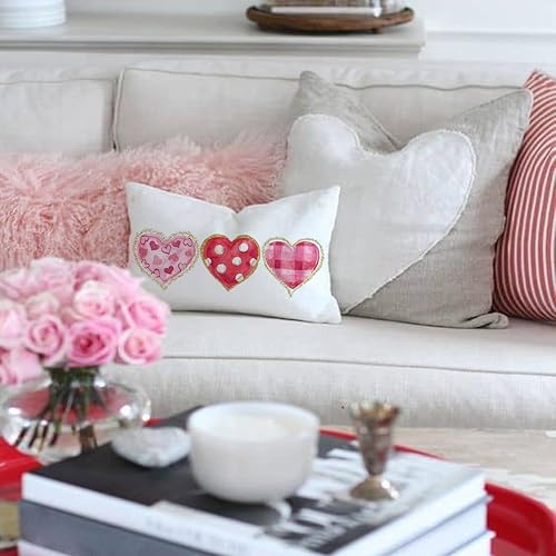 Miniatura 7 de Rguct Fundas de almohada para el día de San Valentín de 12 x 20 pulgadas, diseño de búfalo rosa, a cuadros, lunares, corazones y corazones,