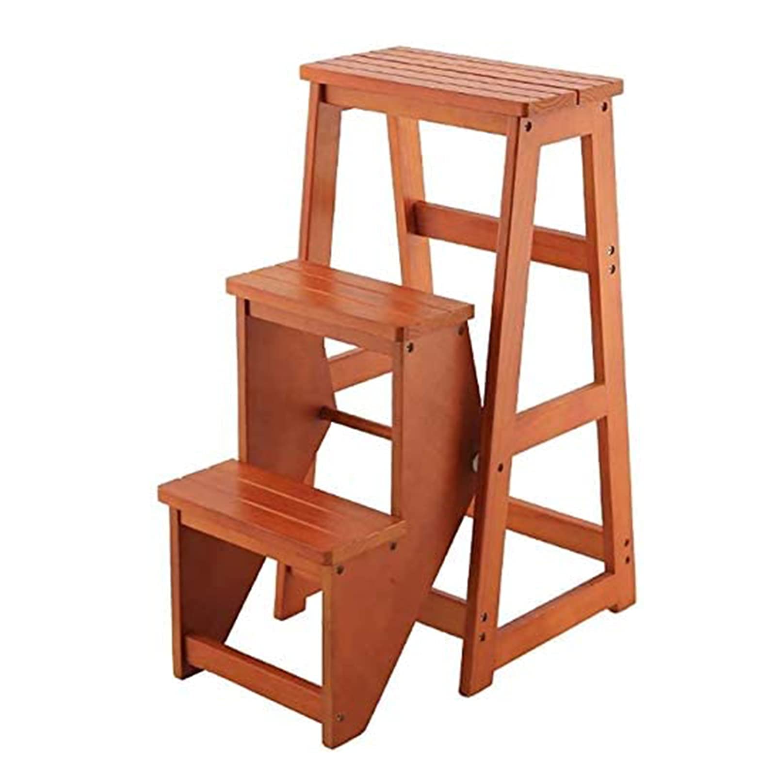 Tabouret d'escalier échelle en bois massif pliant à 3 niveaux pour cuisine et maison