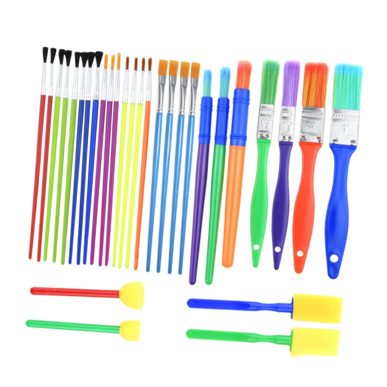 HOMSFOU Educational Painting Tools 30pc Mini Sponge Brush Set Boys and Girls Art Craft Kit for Creativity Development Random