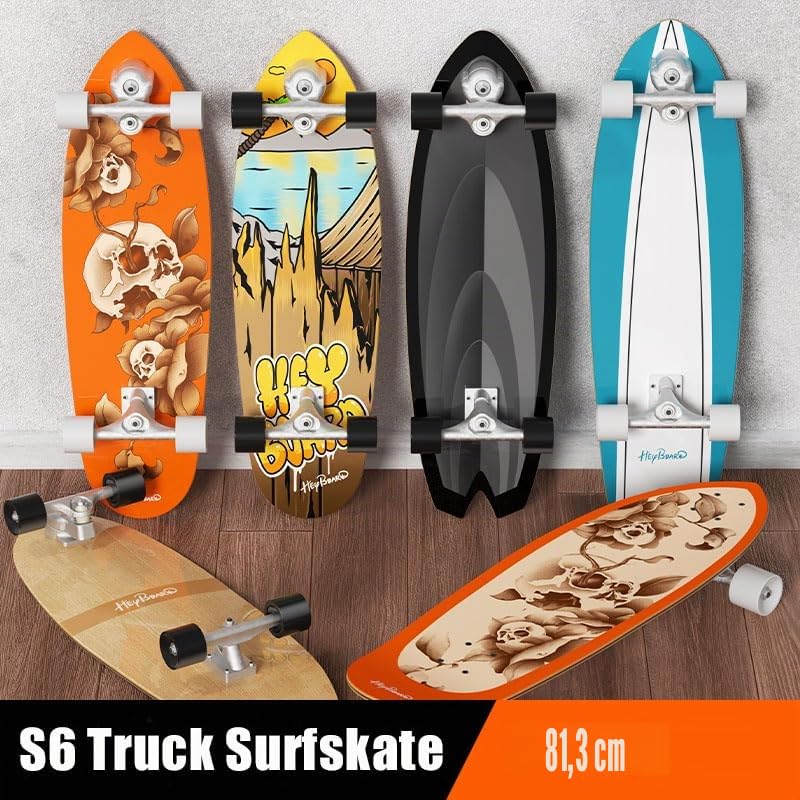 Skateboard S6 pour pompage de surf, 81 x 25 cm, en bois d'érable, roulements à billes ABEC-11, pour joueurs avancés