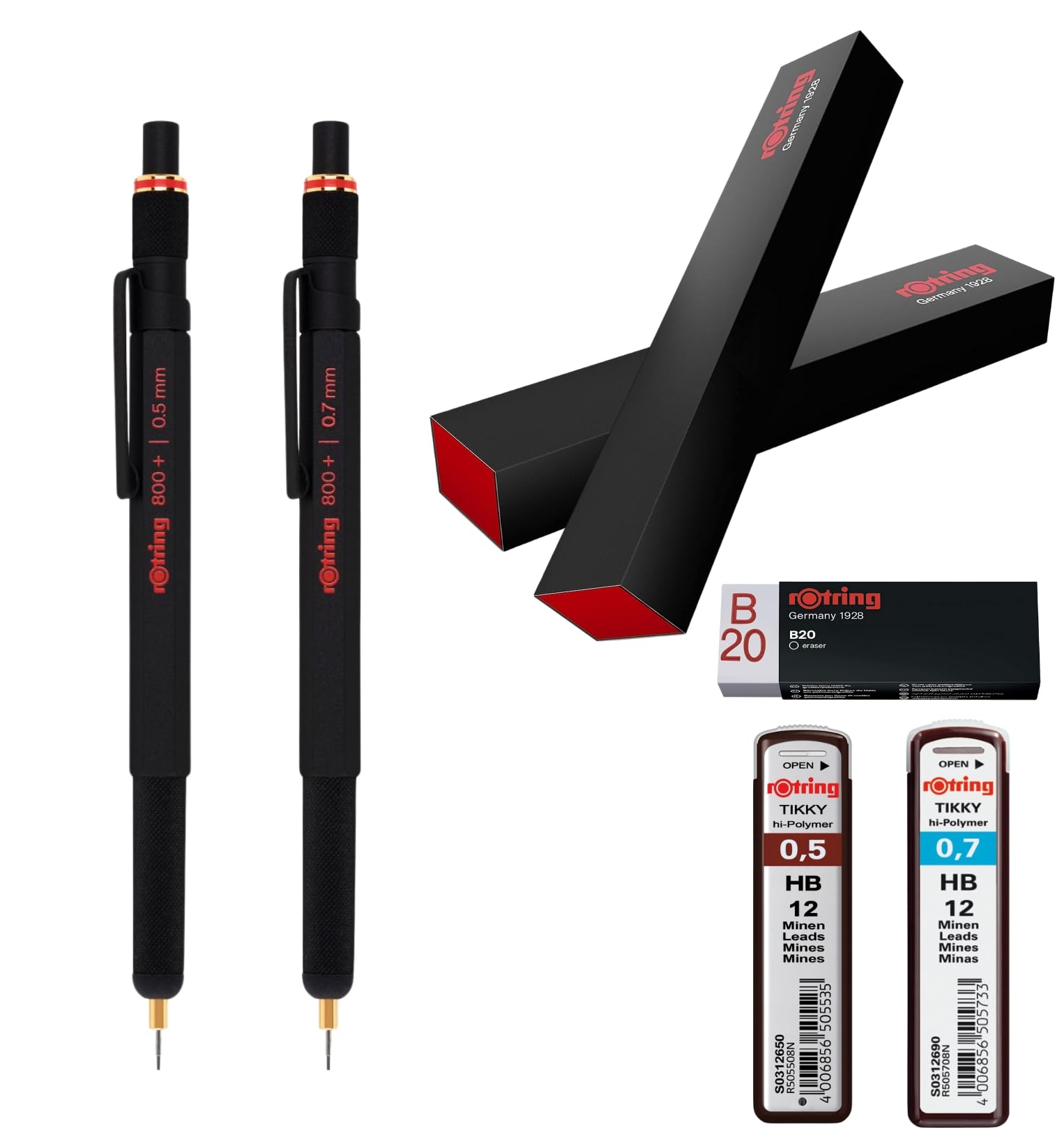 rOtring 800+ Mechanical Pencils Set 0.5mm and 0.7mm Stylus Hybrid