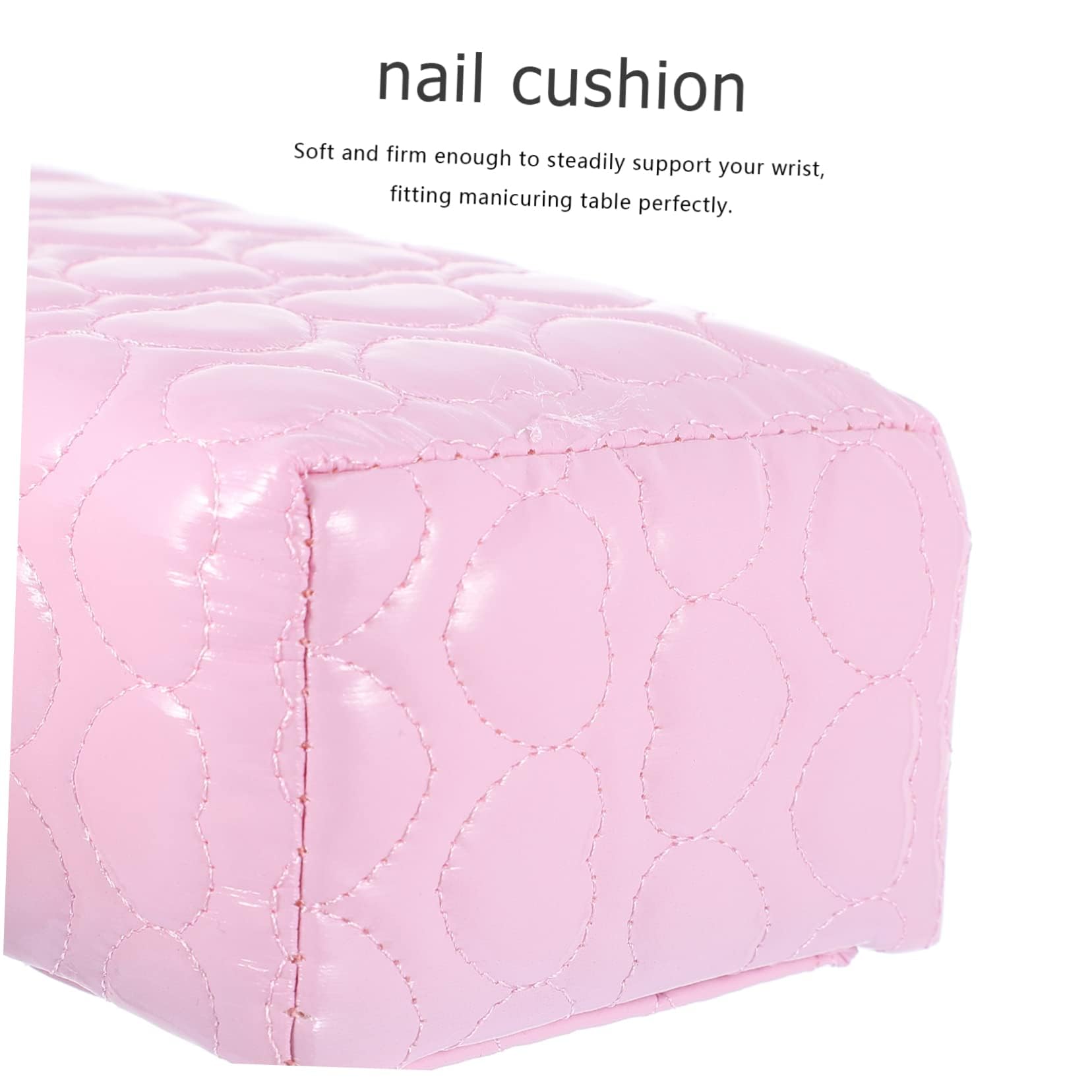 Kira Nail Arm Rest Hand Cushion, Stripe Leather Nail Pillow Hand Rest Pillow Salon Armrest Cushion Manicure Nail Art Pillow Accessories Tool Square Shape (Light Pink) 2