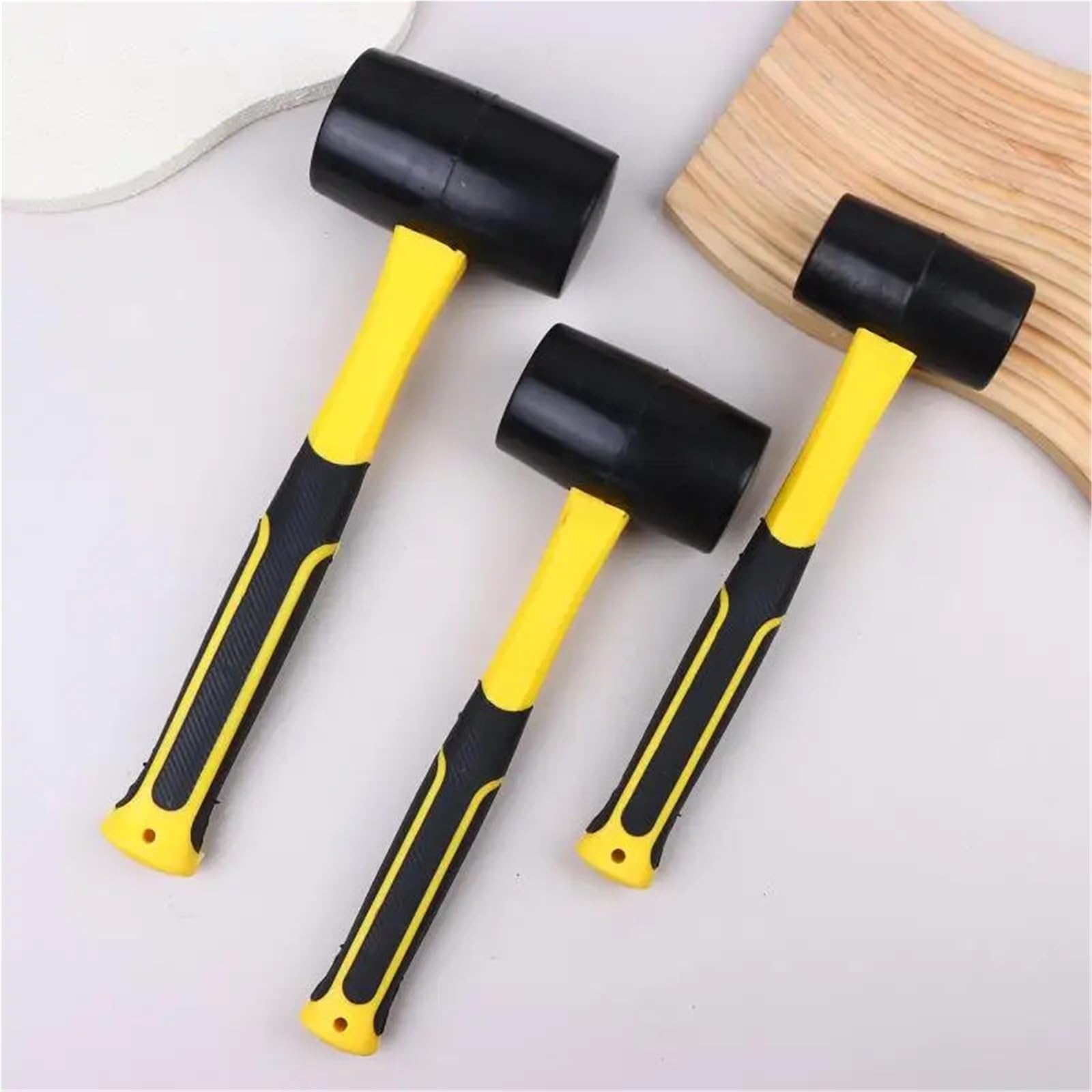 Martillo Goma Martillo de goma negro 2 libras | Mazo elástico suave del resbalón de la manija de la fibra no for la elaboración de cuero(A4)