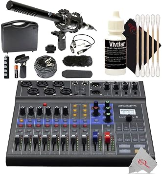 Zoom LiveTrak L-8 Portable Podcast 8-Track Digital Mixer And Multitrack Recorder + Accessory kit