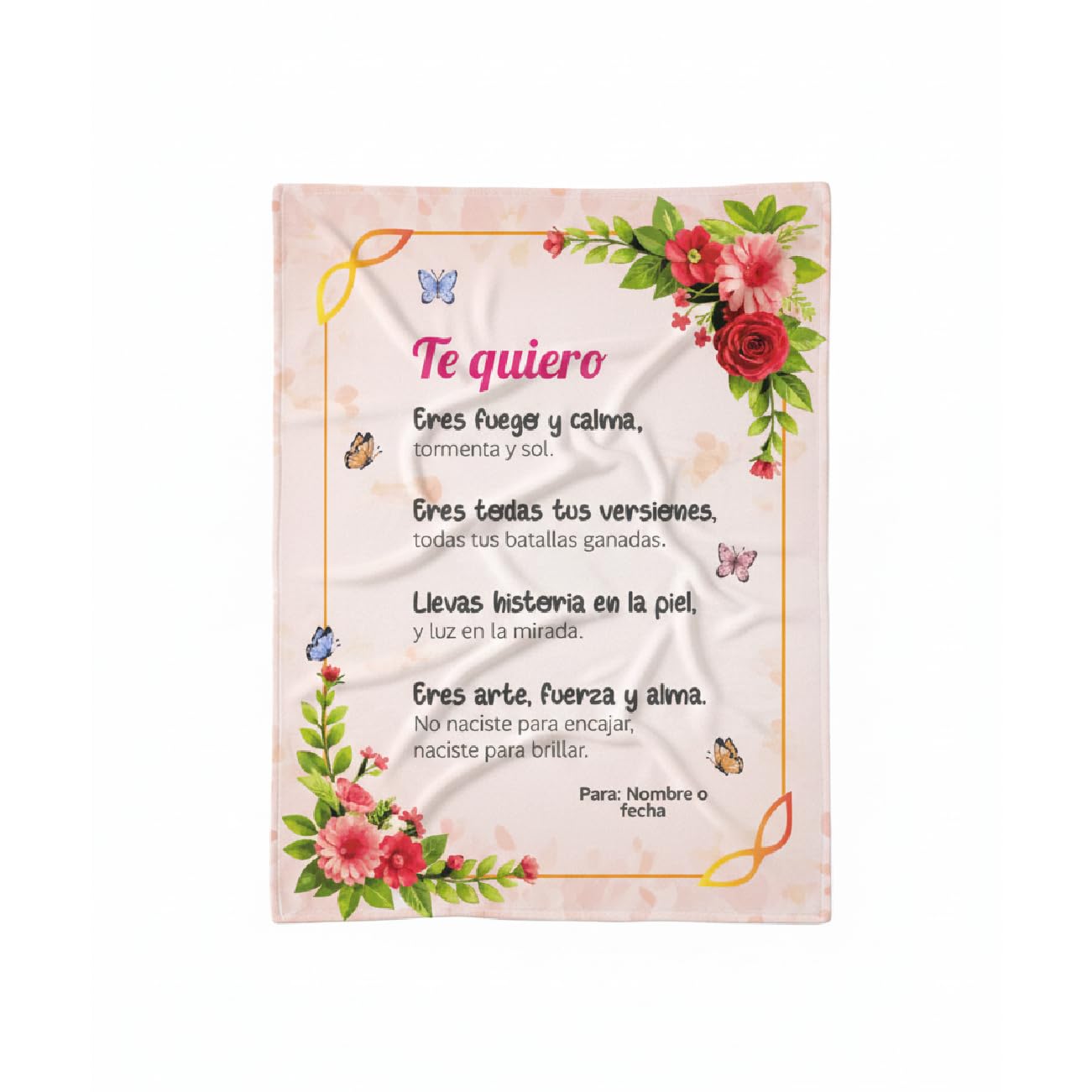 Personalised Blanket with Phrases. 8 Sizes Available. Unique Dedications for Family, Friends or Couple. Emotional and Original Gift (Model 2, 105 x 75)