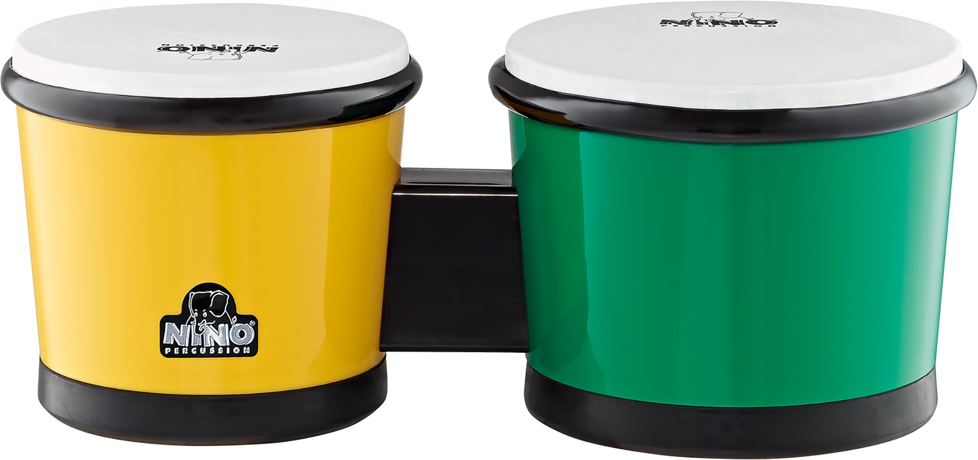 Nino Percussion Molded ABS Bongo - Musical Instrument for Children from 4 Years - 2 Hand Drums - ABS Plastic, Green and Yellow (NINO19G/Y)