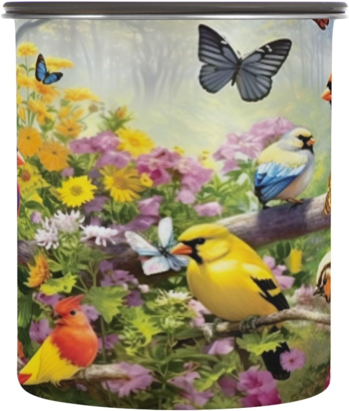 Coffee Canister Bird Garden Acero Inoxidable Hermético 30 OZ