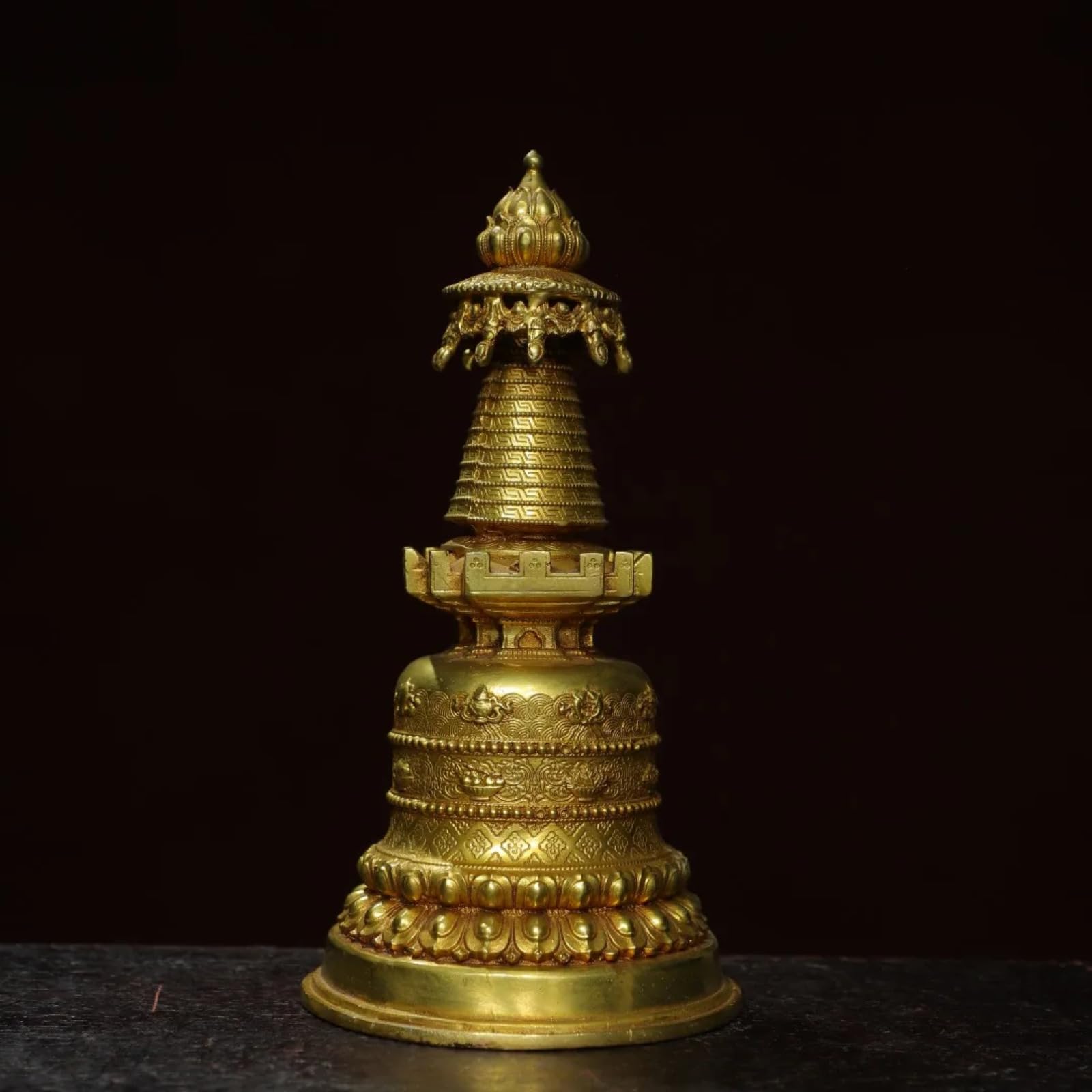 Les 8 trésors de bon augure Stupa Shakyamuni Bouddha 21cm cadeau spirituel d'exception
