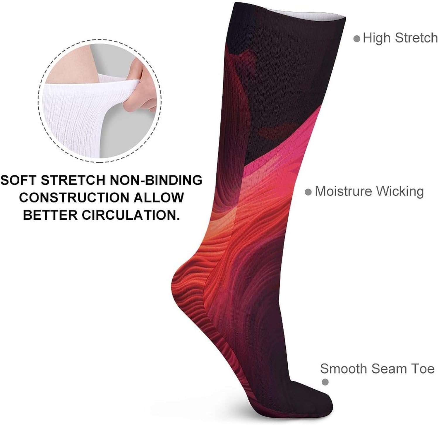 Gradient Red Stocking - Cute Casual Long Athletic,Crew Sock for Men Women,Running Socks Soft Breathable for Gift
