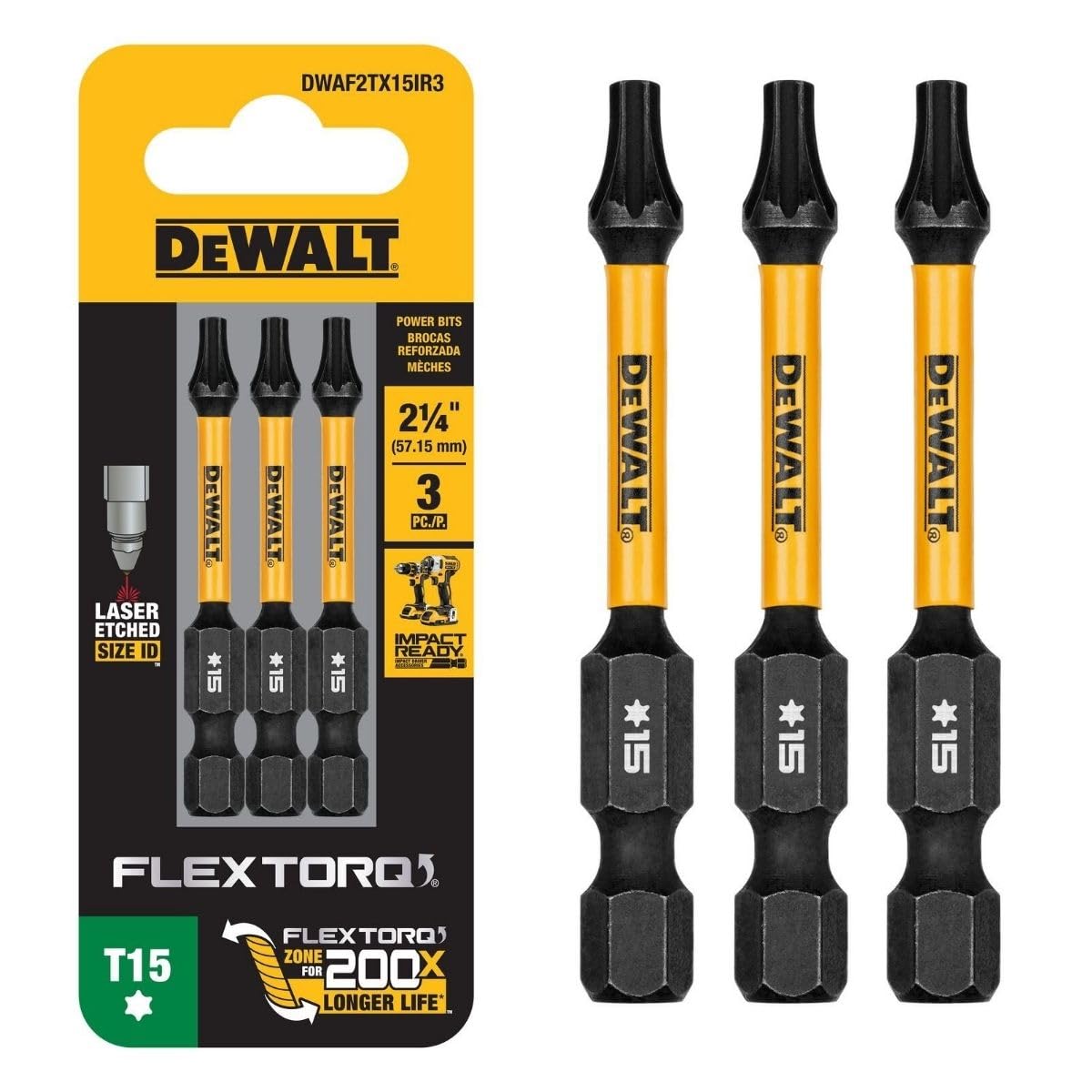 Puntas TORX T15 Impact Ready 2.25" accesorios para atornillador de impacto blister de 3 piezas