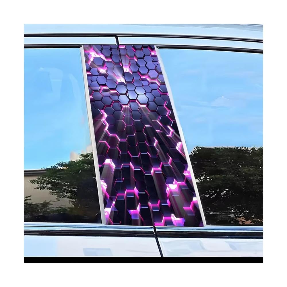 Bertdcx One Color Car Center Pillar Stickers Hexagon Grid B-Pillar Scratch Protection Auto Parts