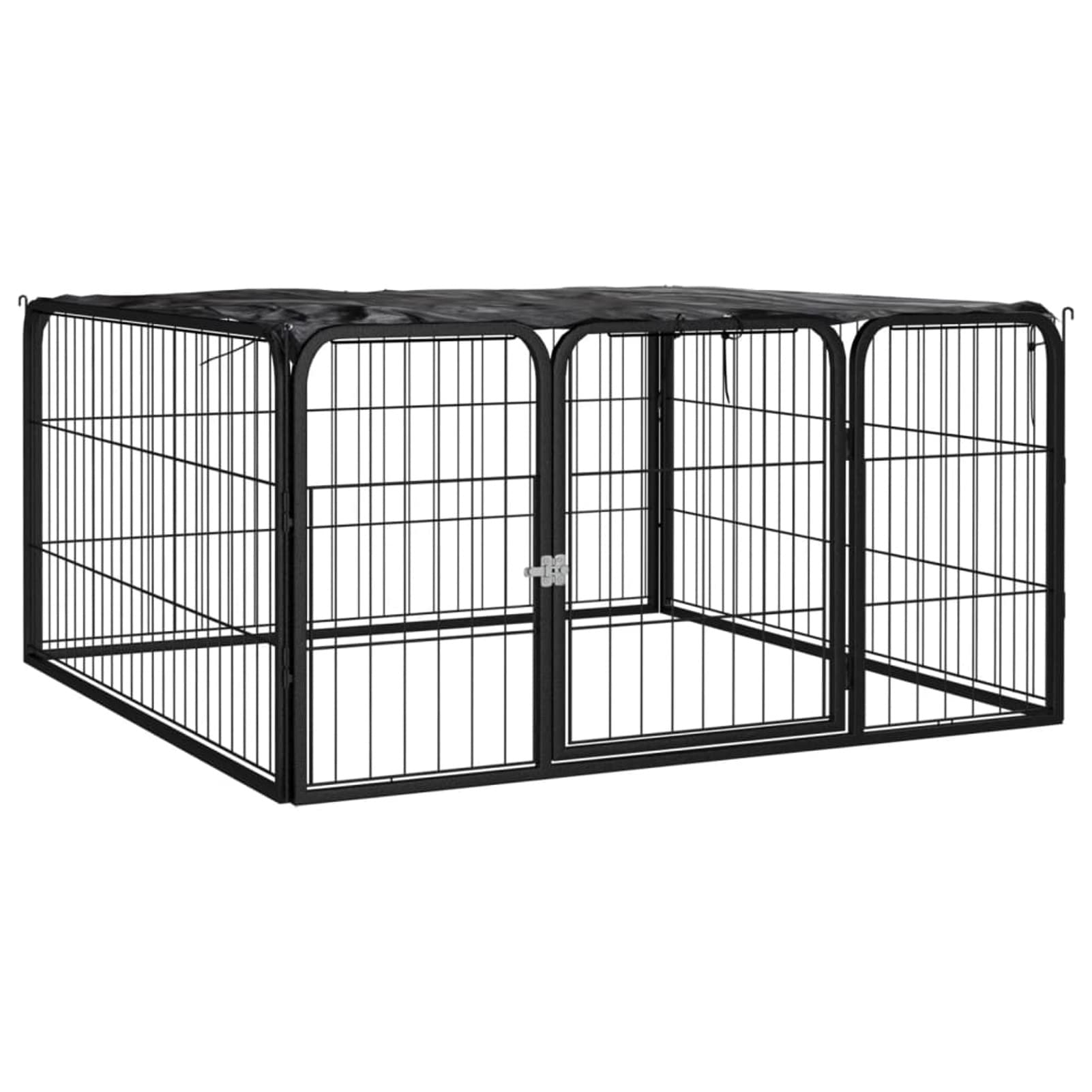 Homgoday Klatka dla psa, 4-panelowa skrzynia dla psów czarna 100 x 50 cm stal lakierowana proszkowo, klatka dla psa klatka dla psa wewnętrzna Kennel dla psów klatki dla psów ogrodzenie dla psów na