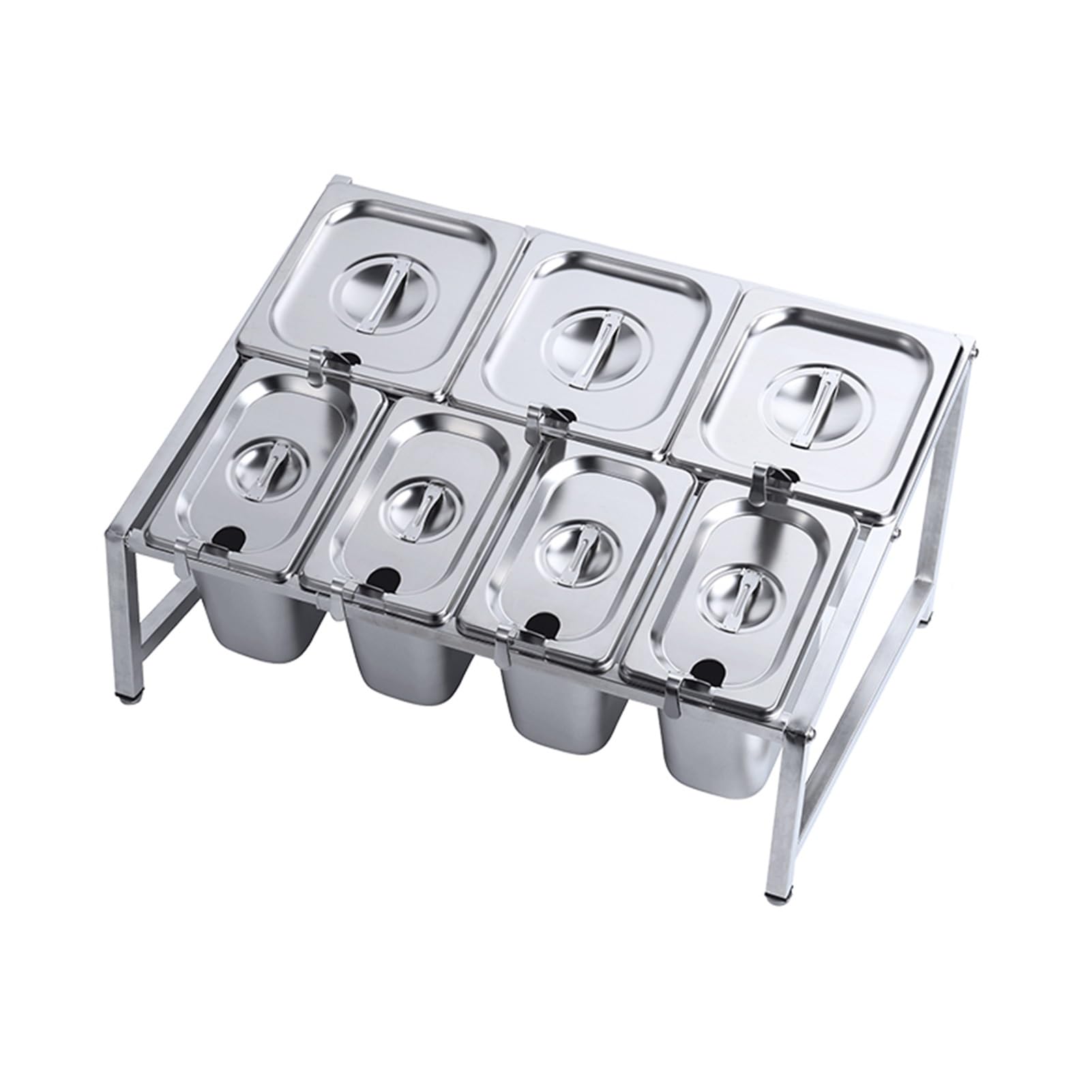 GTHTUHFD Pizza Topping Station, Stainless Steel Countertop Food Dispenser, Telescopic Condiment Organizer For Prepping Ingredients And Toppings ,Silver-J-49.6X34.7X25.4CM