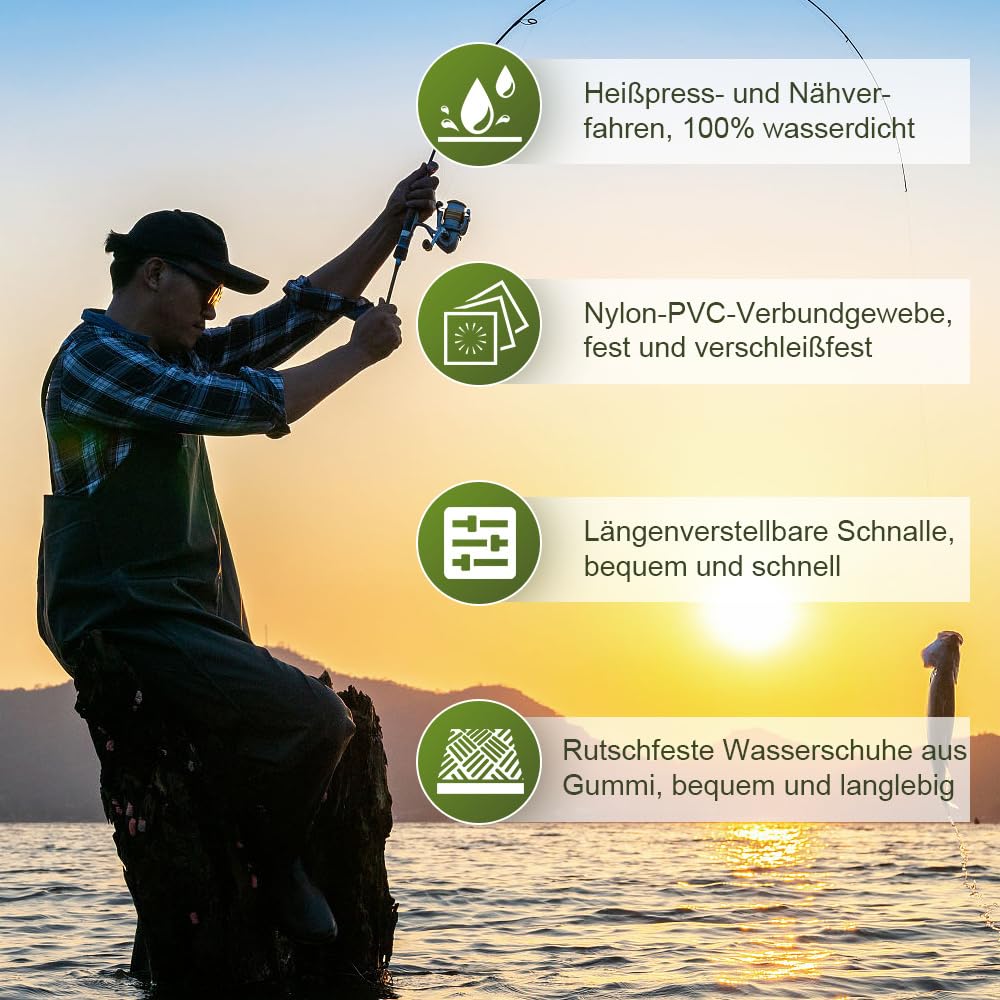 Pantaloni da pesca da uomo con stivali di gomma, impermeabili e traspiranti, diverse misure, caccia, pesca a mosca, sport acquatici