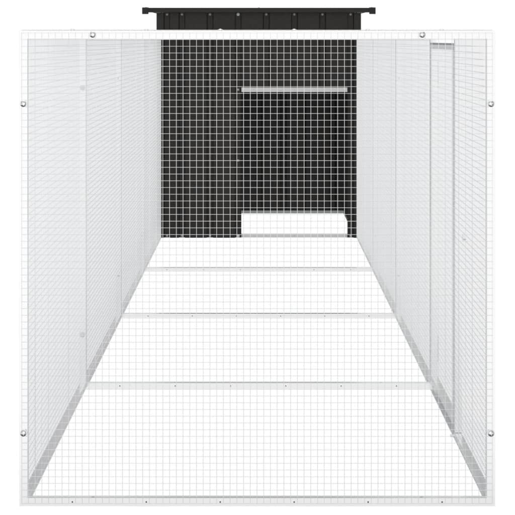 Klatka dla kurcząt, antracytowa, ocynkowana stal, 500 x 91 x 100 cm z rozszerzeniem, zestaw 3 sztuk, wylot dla królików, świnek morskich, gryzoni, do użytku na zewnątrz, do ogrodu, z ochroną