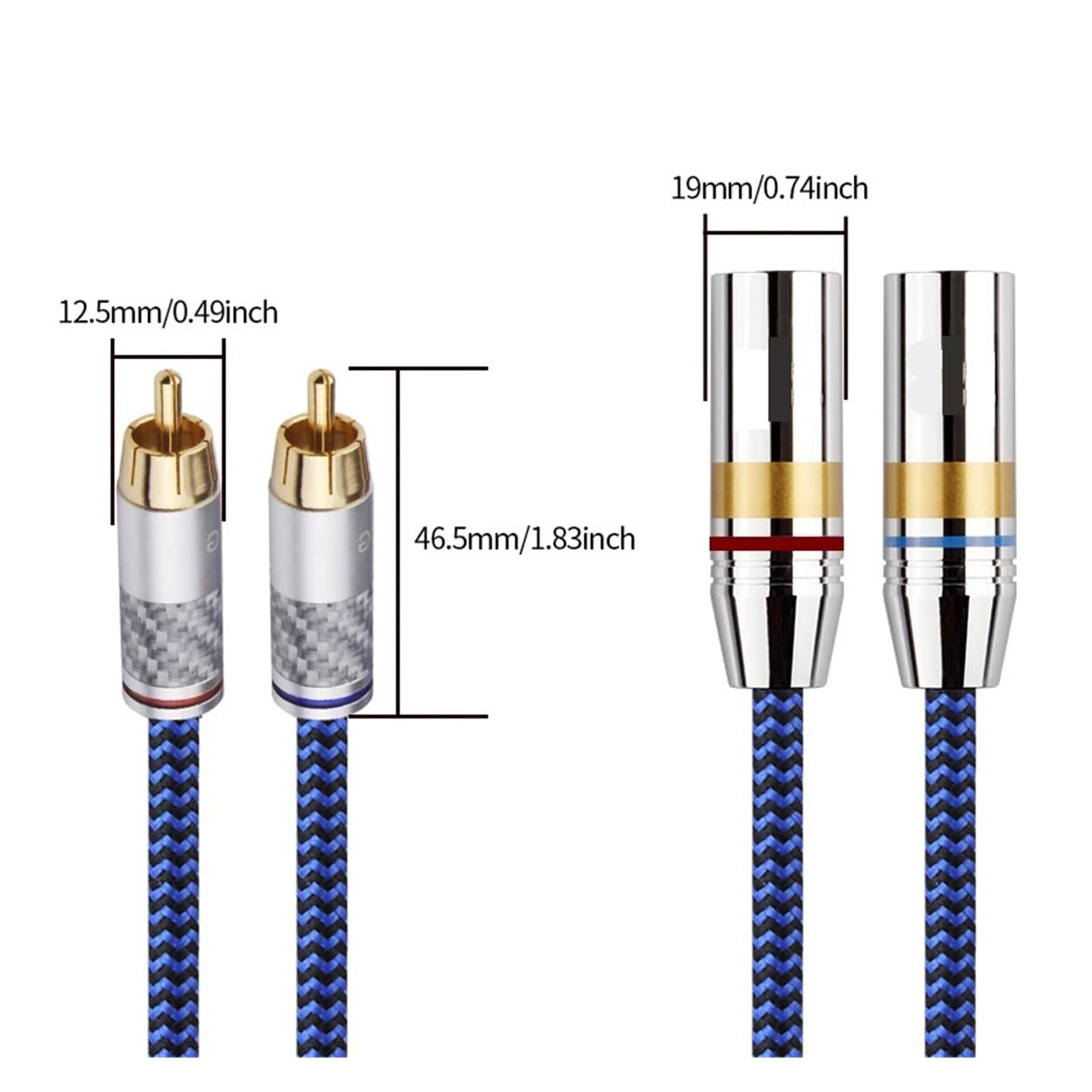 Cable de audio 6N OCC 2RCA a 2XLR, cable de señal de audio balanceado, diseño de enchufe de cañón macho y hembra, for conexión de amplificador, mezclador y altavoz(RCA-XLR(F),3m)