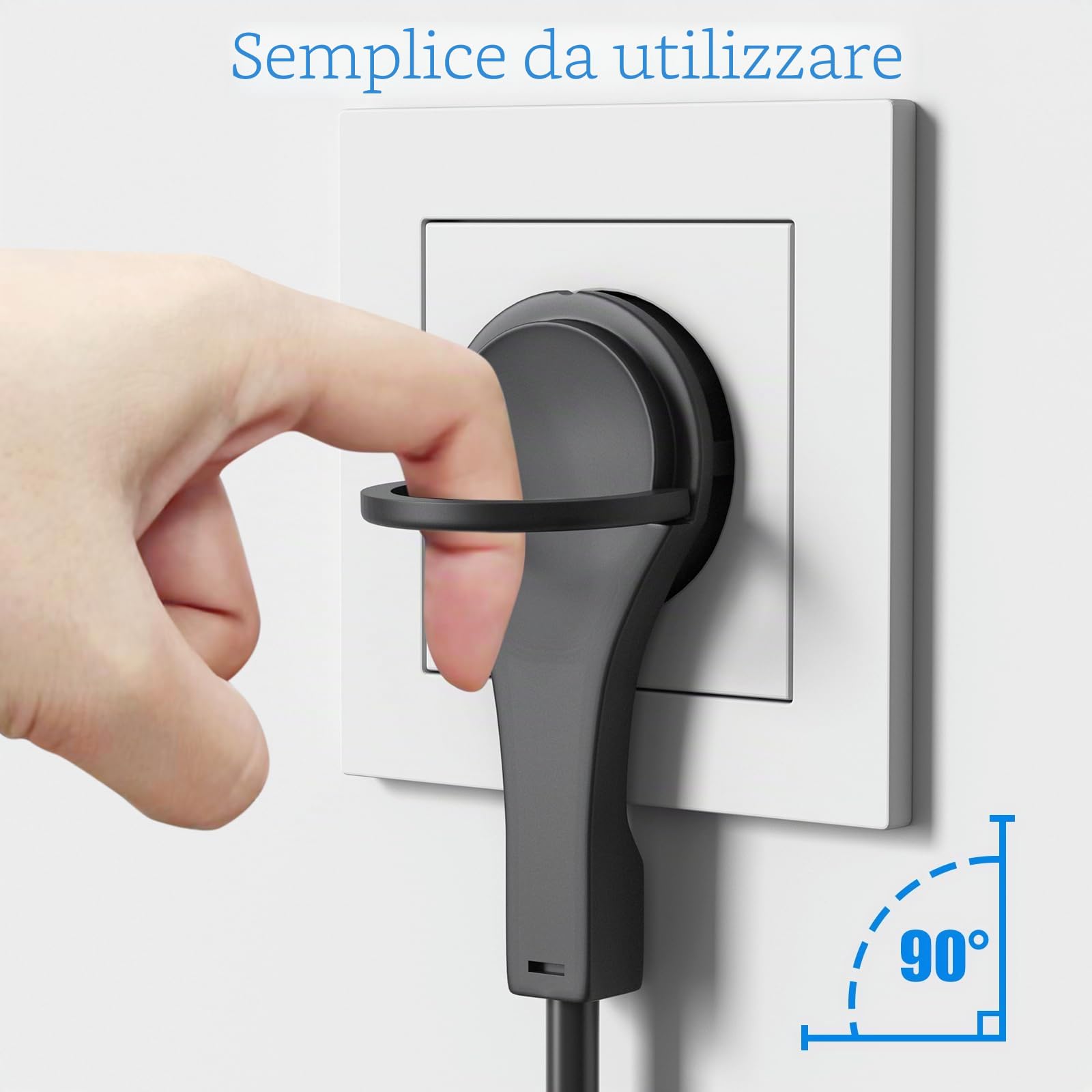Cavo di prolunga a spirale, 8 m, IP44, Schuko, estensibile fino a 8 m, 3 x 1 mm², cavo a spirale per famiglia, cantiere, giardino (250 V/16 A, nero)