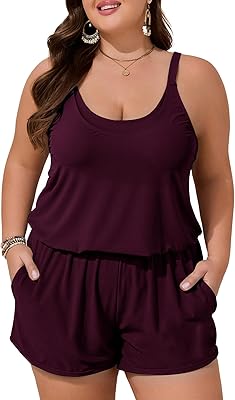 Summer Mae Plus Size Swim Romper Women One Piece Swimsuit Blouson Bathing Suit with Pockets 2026 Modest Swimwear