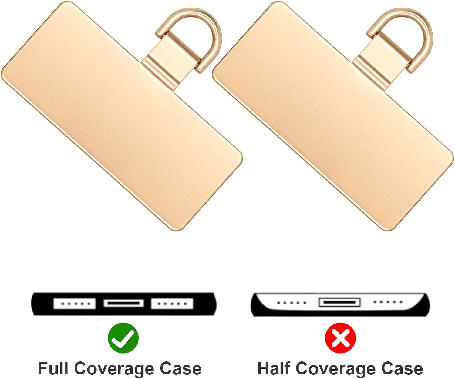 10 Pack Phone Lanyard Tab, Metal Phone Tether Tab Universal Cellphone Patch Phone Tabs Ultra Thin Smartphone Lanyard Pad for Full Phone Cases, Gold