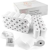Vista 1 de (50 rollos) Papel térmico de 2 1/4 pulgadas x 230 pies, papel de recibo POS para caja registradora de negocios minoristas, se adapta a la mayoría