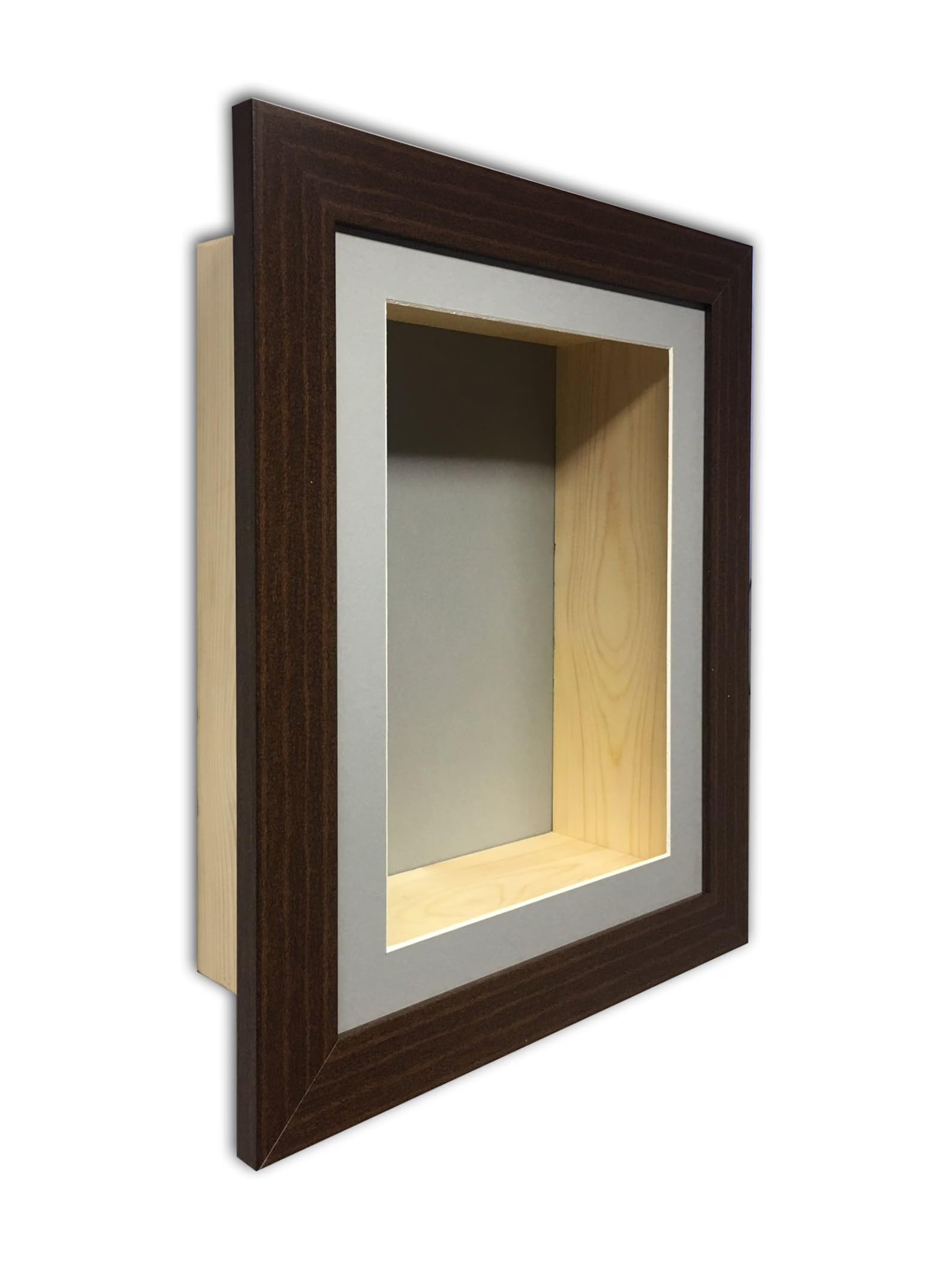 Deep Shadow Box Frame - 4 Inch Extra Deep 3D Display Case | Keepsake, Medal & Memorabilia Display | Grey Mount