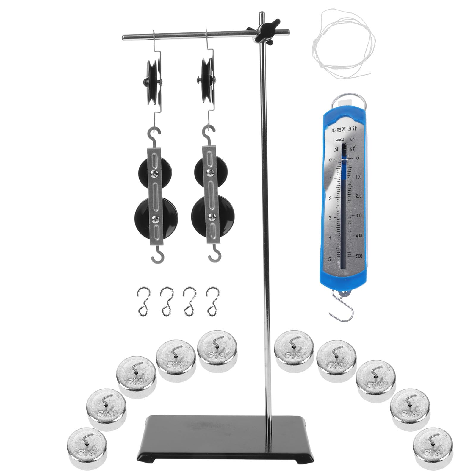 Healeved Kit di Fisica Blocchi di Puleggia e Supporto Regolabile in Altezza Strumento Didattico per Esperimenti di Fisica Scolastica Set Scientifico per Apprendimento e Laboratorio