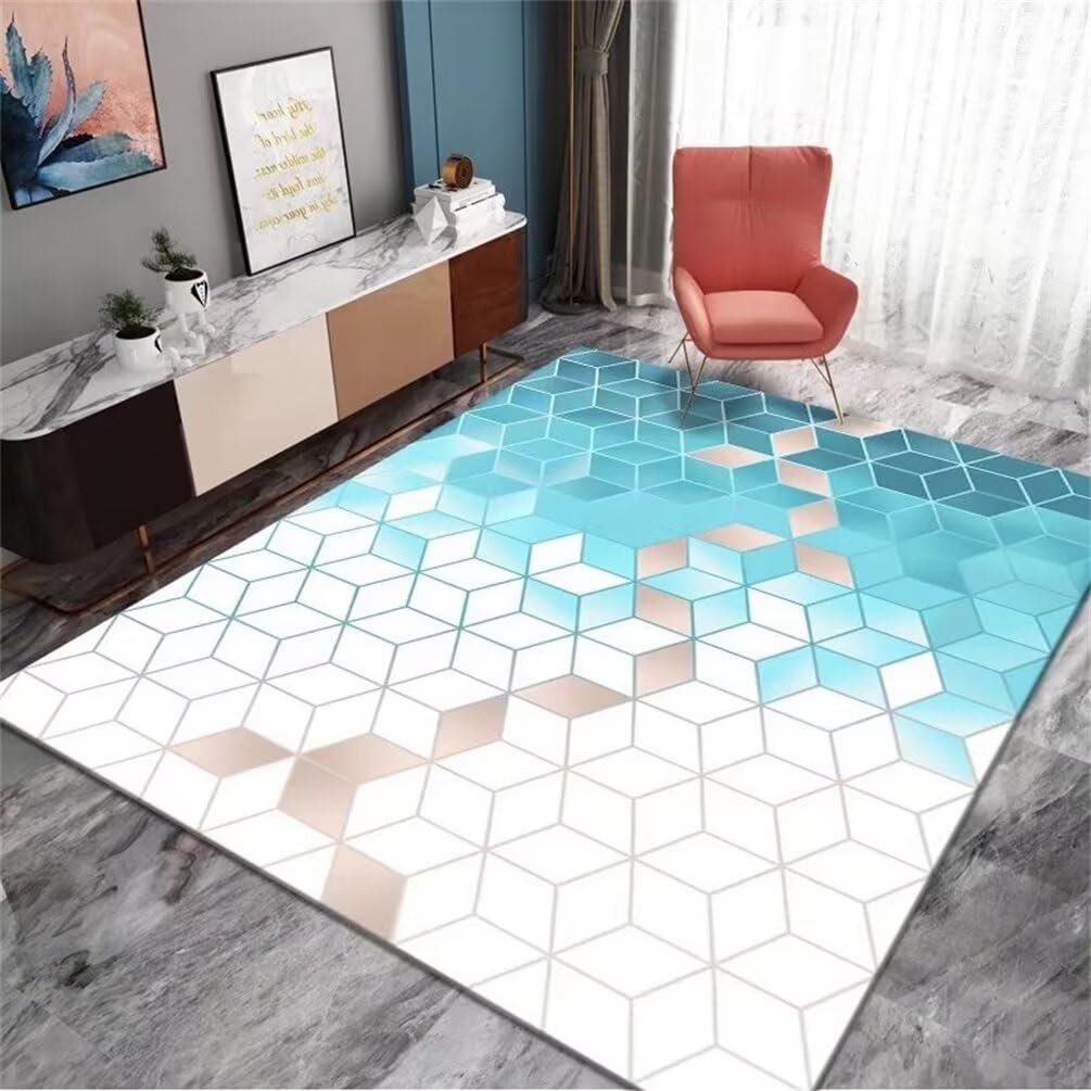 Alfombra de juegos niños 60x90 cm azul antideslizante lavable infantil para pasillo y dormitorio