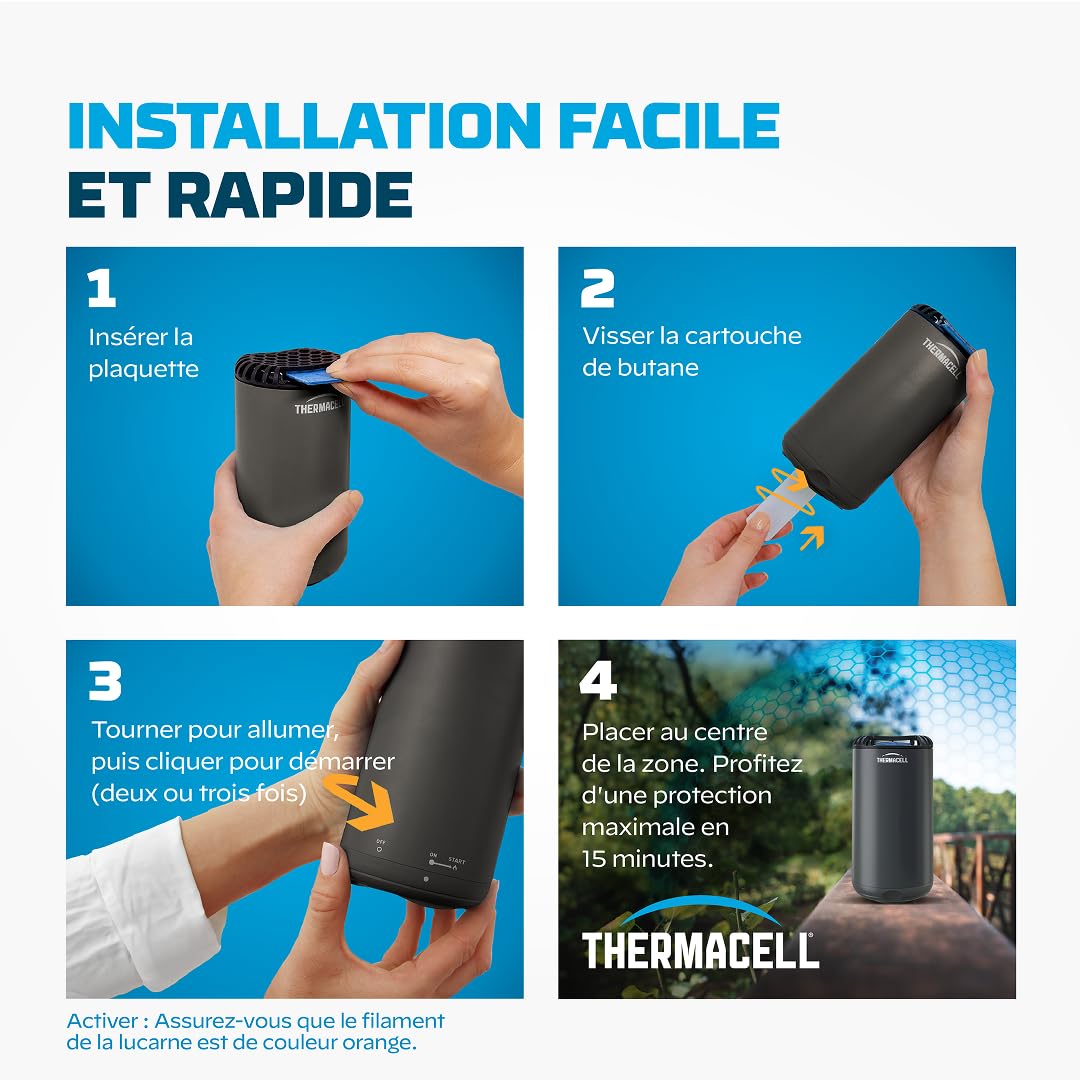 TherMACELL - 6 recambios antimosquitos y mosquitos, 20 m² - 48 horas | Compatible con difusores, nómadas y linternas – 24 cartuchos + 72 pastillas – THRECHARG48NX6