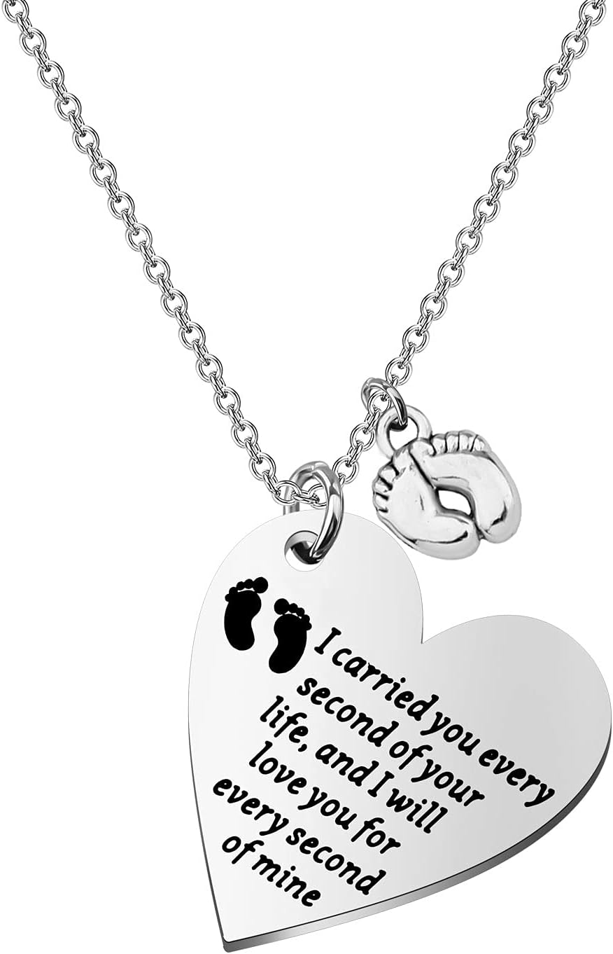 LQRI Baby Memorial Necklace I Carried You Every Second of Your Life Miscarriage Jewelry Infant Child Loss Memorial Gift