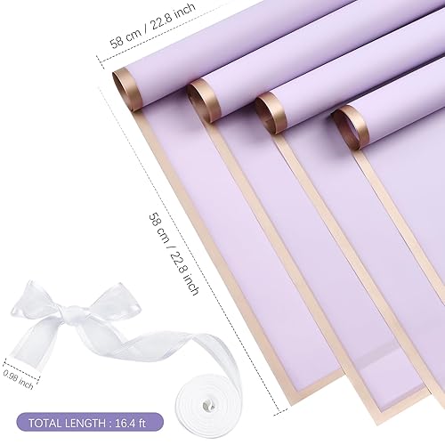 Miniatura 134 de 20 hojas de papel de regalo de flores blancas, papel de regalo de flores blancas, impermeable, con borde blanco, suministros de floristería