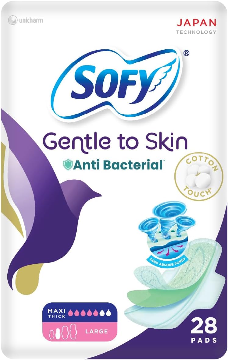 Healthy Skin Anti-Bacterial Slim Pads With Wings Large 28 pcs