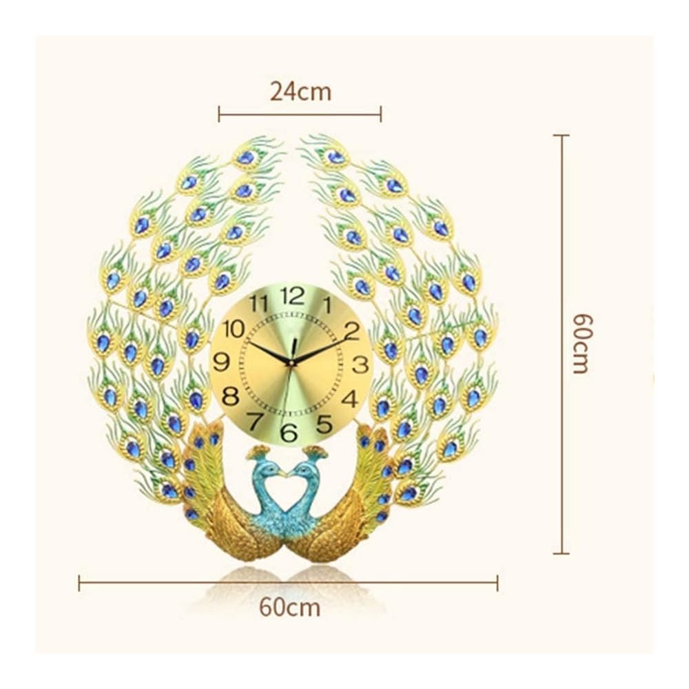 Orologio da parete 60 x 60 cm Pavo Real Mute quarzo creativo elettronico decorazione artistica e il soggiorno casa