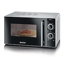 Severin Forno a microonde 2 in 1 con Grill 700 W, Forno con 9 programmi Automatici, Forno a microonde con griglia e Piatto Girevole, Colore: Argento, Nero MW 7771