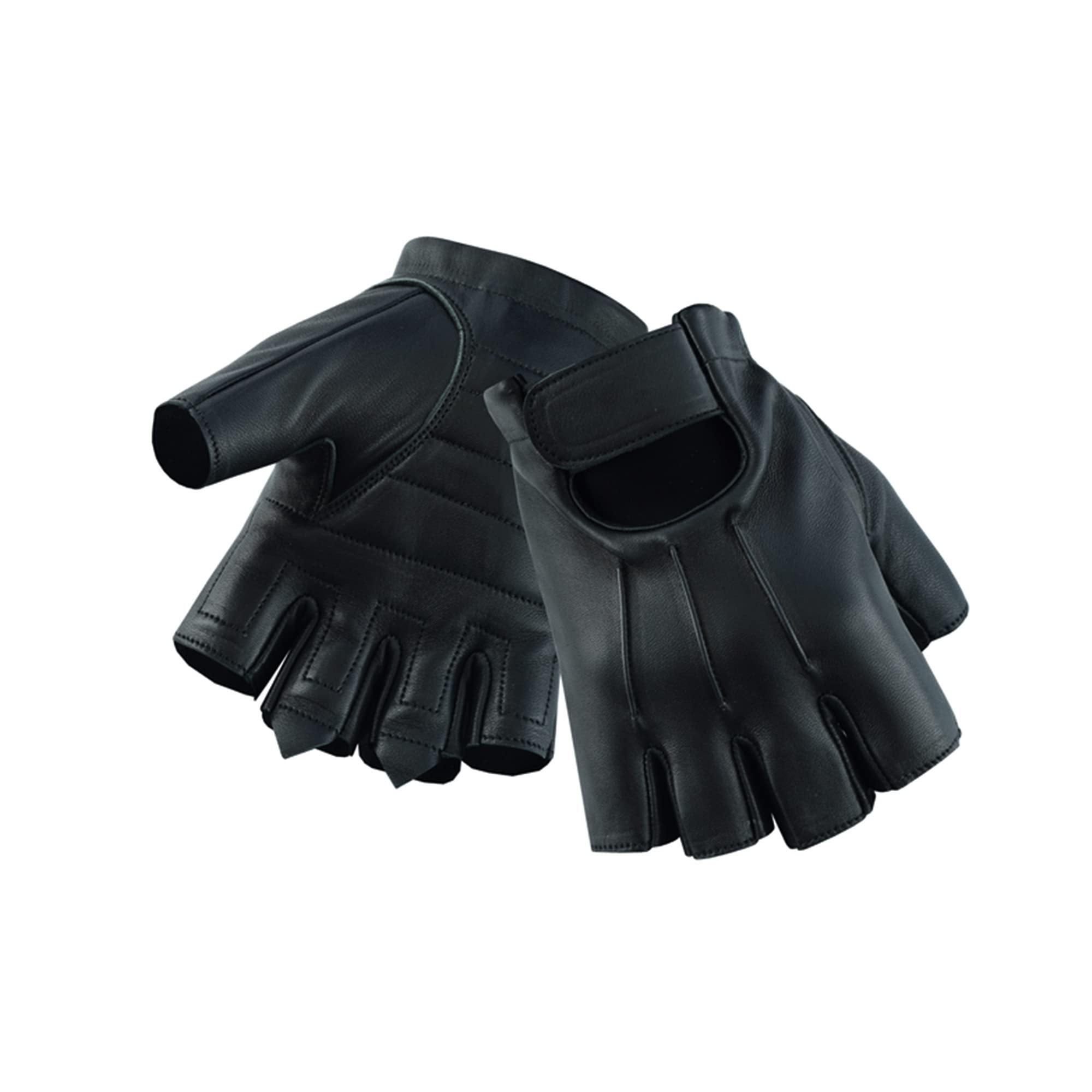 Daniel Smart Deerskin Leather Gloves – Fingerless Motorcycle Gloves with Gel Palm and Wrist Strap