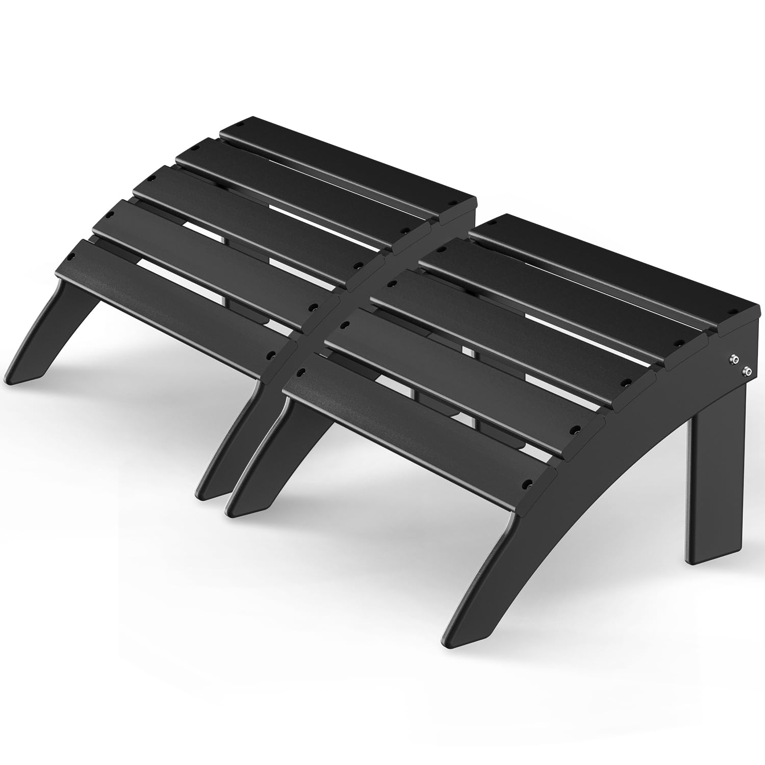 GREENVINES Adirondack Ottoman Set of 2, HDPE Plastic, Black | 19.7’’ W x 13’’H x 18.5’’ D…