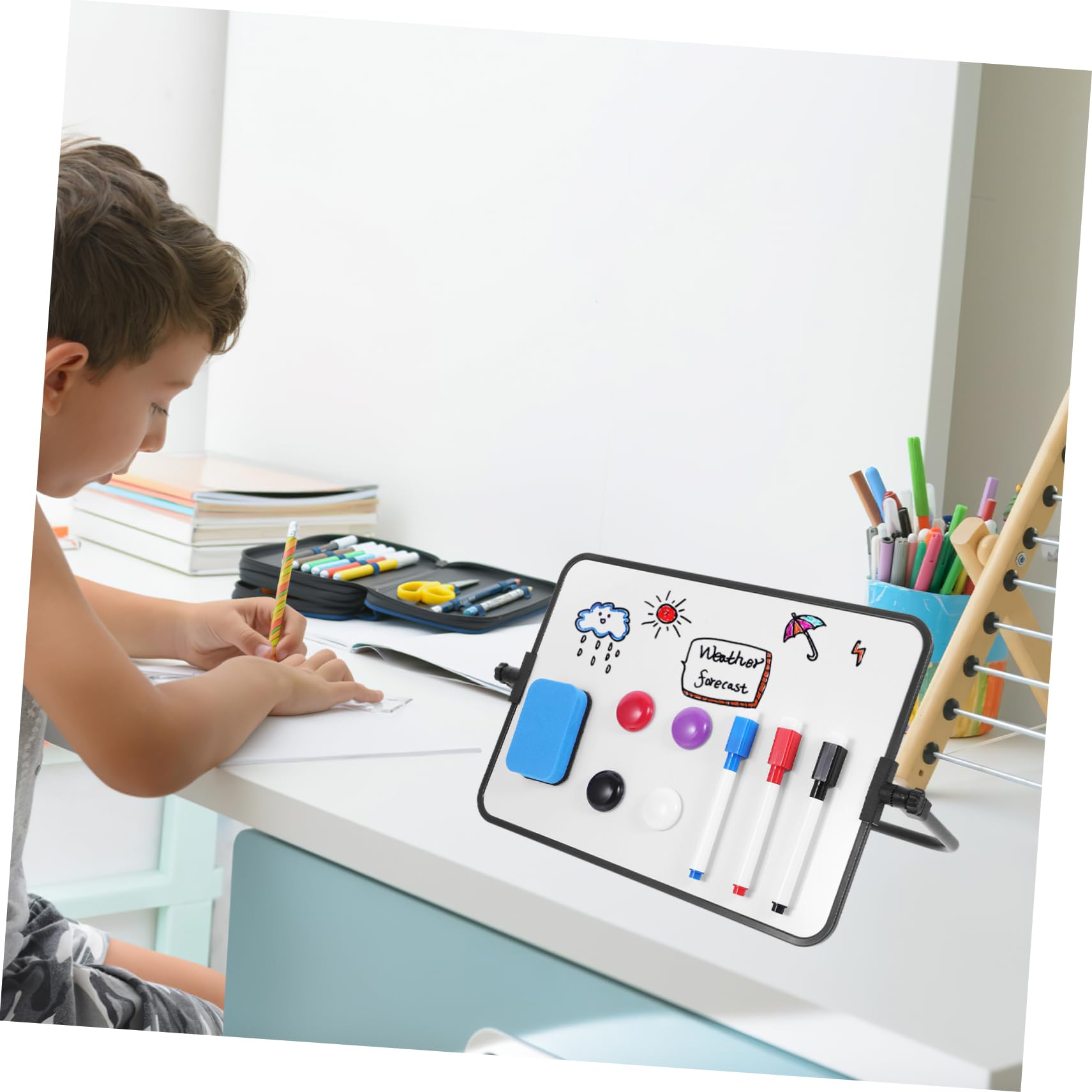 MAGICLULU Lavagna Bianca Cancellabile Secco Lavagna Supporto Per Appunti Da Tavolo Per Disegno e Scrittura Pratica Per Ufficio e Casa Leggera e Portatile