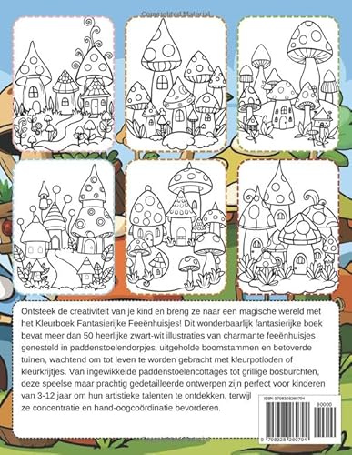 Kleurboek Paddenstoelendorp: Een betoverend assortiment feeeningenhuisjes voor kinderen (Dutch Editi
