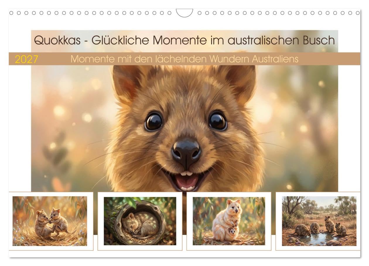 Quokkas - Glückliche Momente im australischen Busch (Wandkalender 2027 DIN A3 quer), CALVENDO Monatskalender: Momente mit den lächelnden Wundern Australiens (CALVENDO Tiere)