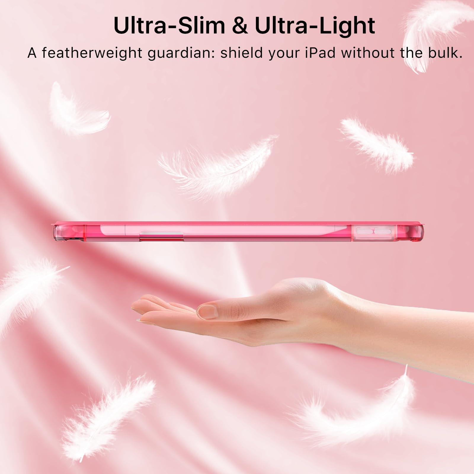 MoKo Custodia per iPad 11 Pollici (A16) 11a Generazione, iPad 10a Gen 10,9" 2022 con Portapenna, Trifold Sottile, Anguria Rosa