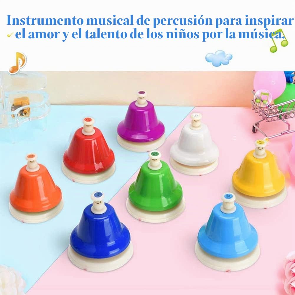 Campanas de mesa, 8 Tonos Diatónicos Metal Mano Campanas, Iris Música Campanas, Aprendizaje Musical que Enseña Instrumento de Percusión