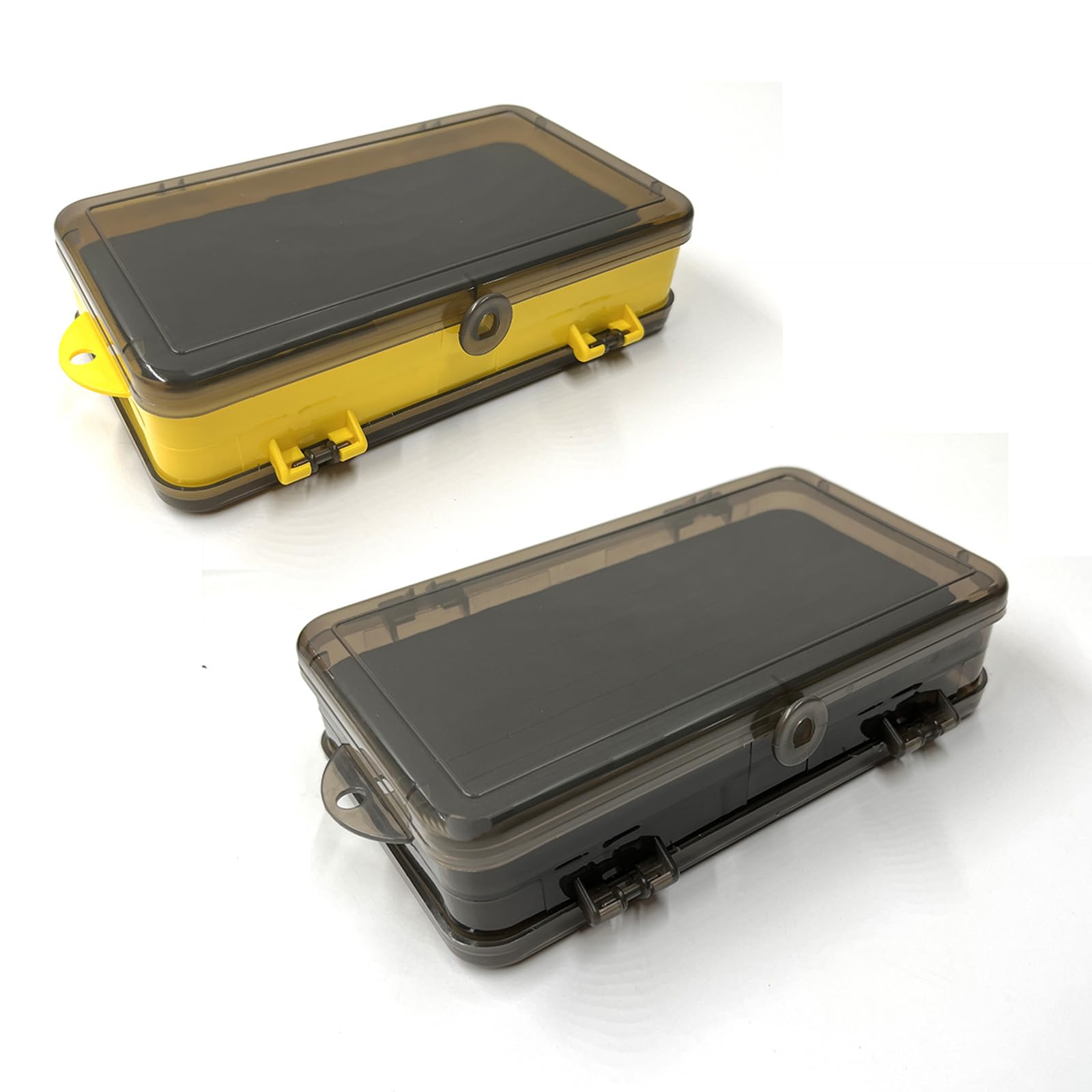 Fishing Tackle Box - ShiningUU 2PCS 18 * 10 * 4.7cm Compartmentalized Plastic Fishing Bait Box & Lure Box Organizer | Portable Storage Case for Hooks, Sinkers & Fishing Accessories (Yellow and Grey)