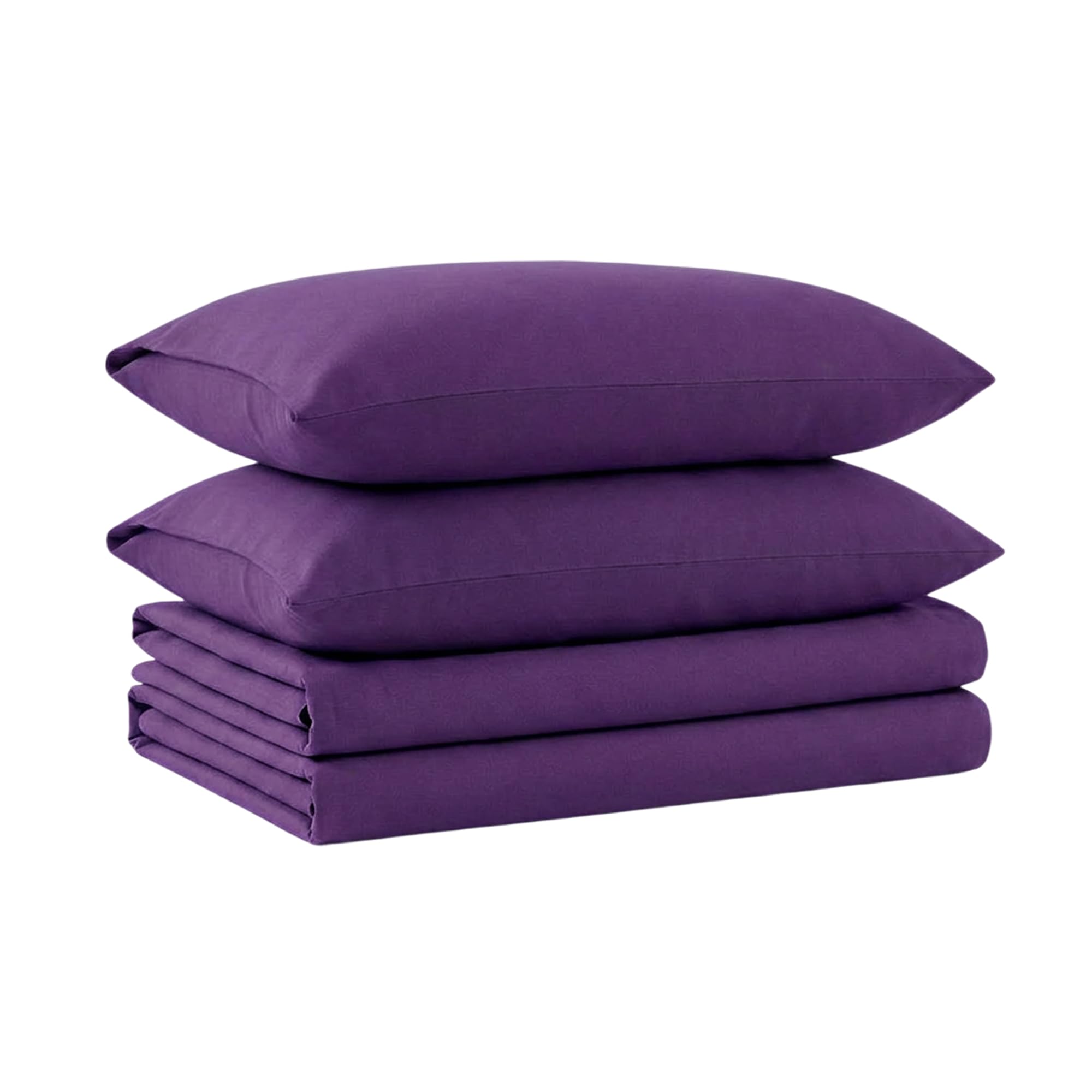 Tribeca Living Twin Luxury Solid Flannel Deep Pocket Sheet Set, Dark Purple