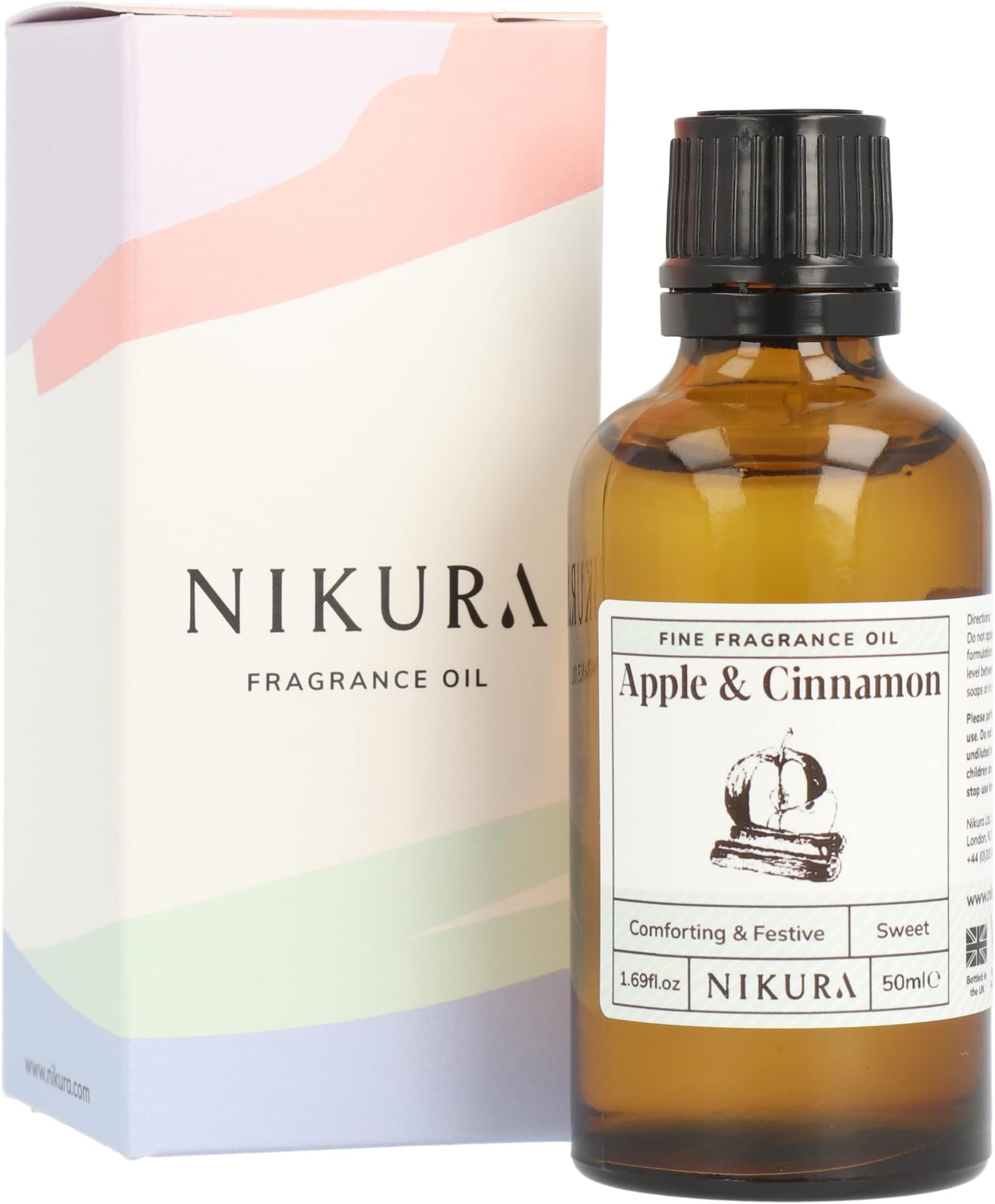 Apple & Cinnamon Fine Fragrance Oil - 50ml | Perfect for Soap Making, Candle Making, Wax Melts, Diffuser, Burner | Great for use in Bath Bombs, Perfume Oil, Perfume Scents | Vegan & UK Made