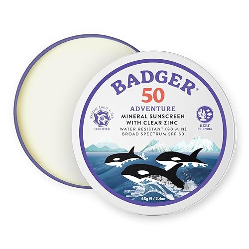 Badger Protector solar biodegradable en lata de metal, protector solar de óxido de zinc SPF 50 con 98% de ingredientes orgánicos, seguro para