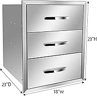 Vista 2 de Cajones de cocina de acero inoxidable para exteriores, cajón de barbacoa de 3 cajones, empotrado, montaje empotrado para cocinas al aire libre e