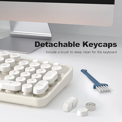 Miniatura 5 de Teclado de computadora con cable USB, teclado retro para máquina de escribir, teclado de tamaño completo con teclado numérico para PC, laptop,
