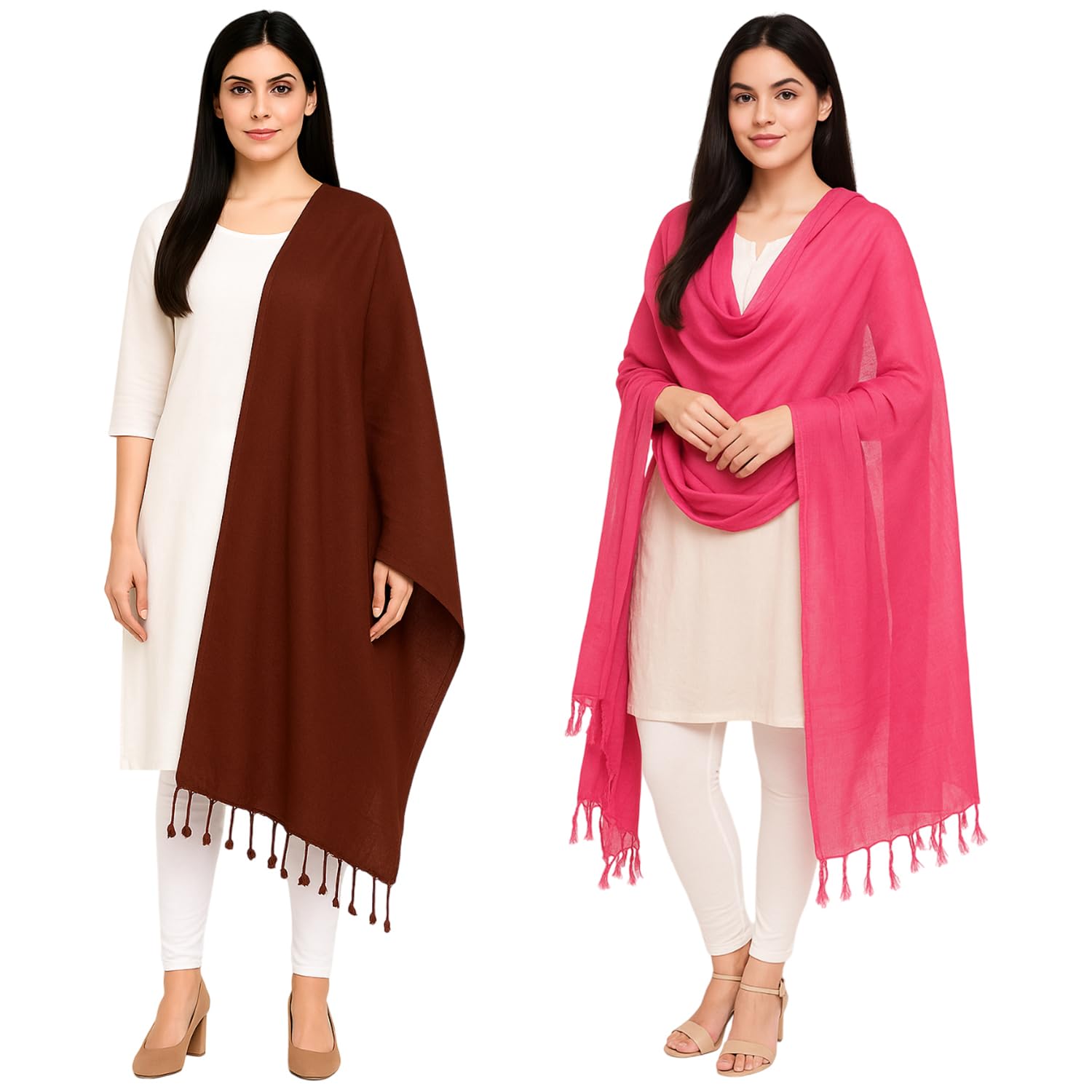 Combo of 2 Women's Rayon Cotton Blend Dupattas – Soft, Lightweight & Breathable Ethnic Stolls for All Seasons-image-13